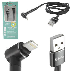 Cabo Para iPhone USB Com suporte Ponta 90 Graus 1 Metro SHINKA CB-IP-88 CB-IP-88 SHINKA