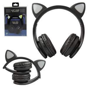Headphone Cat Ear Preto Wireless Com Led Colorido M-02 GENERICO