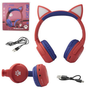 Headphone Cat Bluetooth Com Led Colorido Com Botões E Entrada P2 Vermelho EV058 EV058 GENERICO