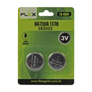 Bateria Lítio CR2025 3V Cartela Com 2 Unidades FX-CR04 FLEX FX-CR04 flex