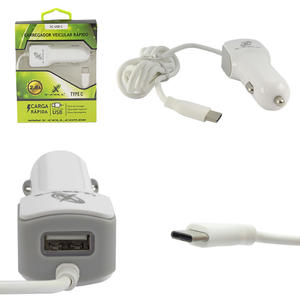 Carregador Veicular Rápido USB-C 2.5A Cabo 1 Metro Branco XC-USB-C X-CELL