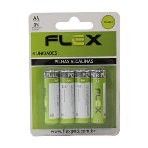 Pilhas Alcalinas 0% Mercúrio e Cádmo AA 1.5V-LR6 Cartela Com 4 Uniades FX-AAK4 flex
