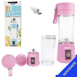 Mini Liquidificador Portátil Recarregável 380ML Rosa KNUP KP-TA01 KP-TA01 KNUP
