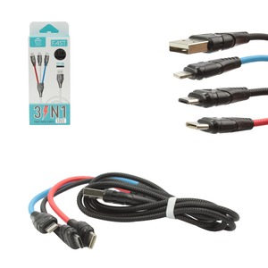 Cabo De Dados 3 em 1 V8 IOS e TYPE-C 3.1A 1.2 Metros FZF-530 EBAI