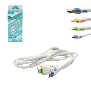 Cabo De Dados 3 em 1 V8 IOS e TYPE-C 3.5A Branco 1.2 Metros FZF-930 EBAI