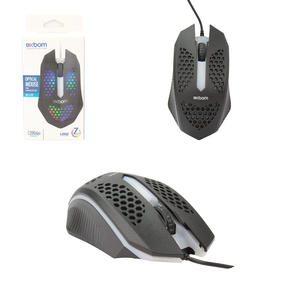 Mouse Gamer Óptico Usb Colmeia Preto Com Led Rgb 1200dpi MS-C33 EXBOM