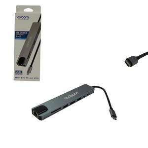 Adaptador USB Hub Extensor USB-C 8 em 1 UDC-PHNR1008A EXBOM