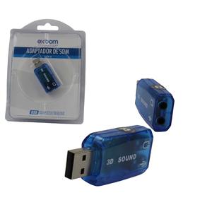 Adaptador De Placa De Som 7.1 USB 2.0 Com Entrada P2 Fone e Microfone Azul USOM-10 EXBOM