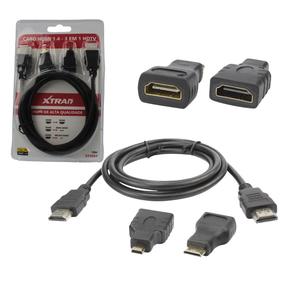 Cabo HDMI 1.4 3 Em 1 Com Adaptadores Mini HDMI E Micro HDMI 1.8 Metros XTRAD XT2063 XTRAD