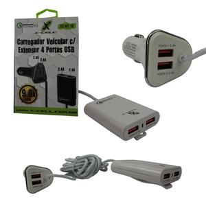Carregador Veicular Com Extensor 4 Portas USB 9.6A 48W XC-KT-18 X-CELL