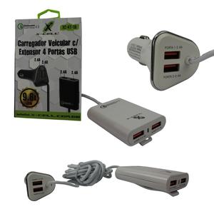 Carregador Veicular Com Extensor 4 Portas USB 9.6A 48W X-CELL XC-KT-18 X-CELL