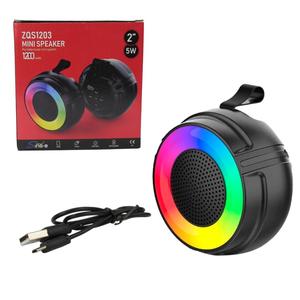 Caixa De Som Mini Speaker Bluetooth 5W 1200mAh Com Iluminação RGB Entrada SD E USB Anatel ZQS1203 GENERICO