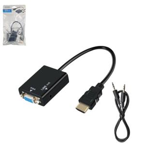 Cabo Conversor HDMI Para VGA Fêmea 1 Saída de Áudio 24 Centímetros EXBOM CC-HVA100 EXBOM