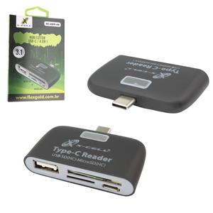 Adaptador USB-C 4 Em 1 Com Entradas USB Micro SD TF E Micro USB XC-ADP-49 X-CELL