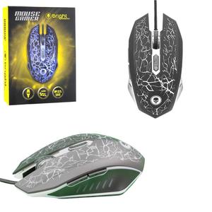 Mouse Gamer USB 2400 DPI 6 Botões Com Led Preto 0447 BRIGHT