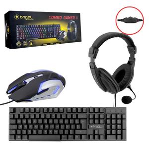 Kit Professional Gamer 3 em 1 Com Mouse 2400 DPI Teclado Com Iluminação Em LED E Headset 0543 BRIGHT