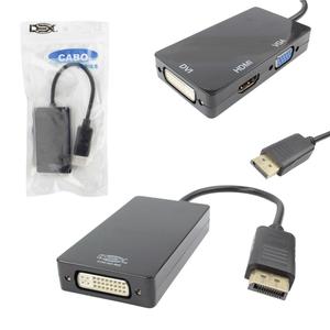 Conversor Displayport Macbook HDMI VGA E DVI 3 Em 1 10 Centímetros AD-905 DEX
