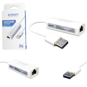 Adaptador Usb 2.0 Para Para Rede Rj45 20 Centímetros Branco EXBOM UL-120 EXBOM