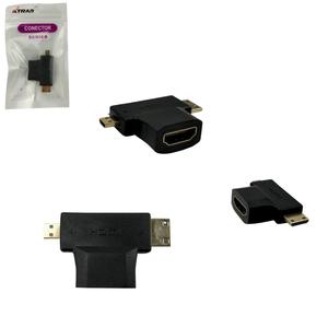Adaptador 3 Em 1 Mini HDMI Micro HDMI E HDMI Fêmea XTRAD XT-594 XTRAD