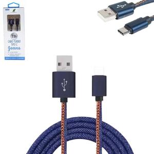 Cabo Turbo USB-C 3.0A 1 Metro Jeans XC-CD-33 X-CELL