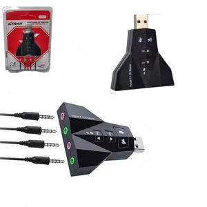 Adaptador USB De Som 7.1 Com 2 Entradas Para Fone E Microfone XT2031 XTRAD