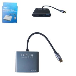 Cabo Adaptador USB-C Para USB 3.0 HDMI Fêmea E USB-C Fêmea 10 Centímetros KP-AD118 KNUP