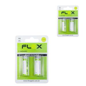 Pilhas Alcalinas AA 1.5V Contem 2 Packs FX-AAK2 FLEX FX-AAK2 flex FX-AAK2 flex