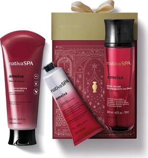 ESTOJO NSPA AMEIXA NATAL 2024 (3) ITENS. SPA LOÇÃO HIDRATANTE 200ML - BODY SPLASH 200ML - CREME HIDRATANTE PARA MÃOS 75G 5846111 O BOTICARIO