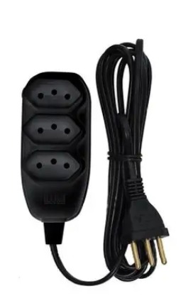 Extensão Eletrica Slin 3 Tomadas 1,2 metros 10AH preto EX-005 GENERICO