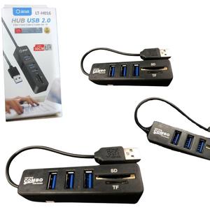 Hub USB 2.0 Com 3 Porta Leitor De Cartão SD E Mini SD LT-H016 LOTUS