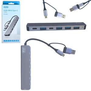Adptador 7 portas USB-C/ Tipo A 5Gbps Compativel com windows e Macbook KP-HB512 KNUP