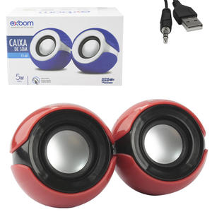 Caixa De Som Potencia 5W Plug De Audio P2 Vermelho E Preto CS-68 EXBOM CS-68 EXBOM