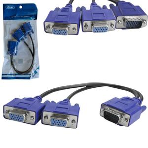 Cabo VGA Y 1 Macho Com 2 Saídas VGA Fêmeas 20 Centímetros KP-HM030 KNUP