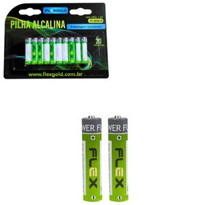 Cartela De Pilha Alcalina AAA LR3 1.5V Com 20 Unidades FX-AAAK20 FLEX