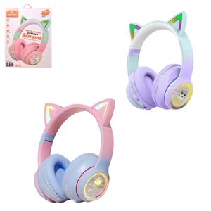 Headphone Sem Fio com orelha de gato e LED Infantil Cores Sortidas LEF-1027C LEHMOX
