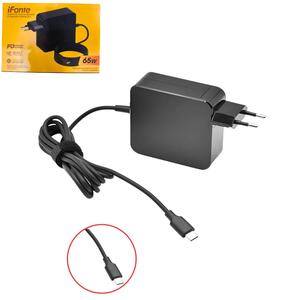 Fonte Compatível com Notebook Ultrabook e Tablet USB-C 65W 1.5A 20V3.25A 15V3A 12V3A 9V2A 5V2A BIVOLT IF-125 INFOKIT