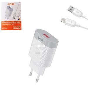 Carregador Turbo USB 18W Com Cabo Type-C KD-550C KAIDI