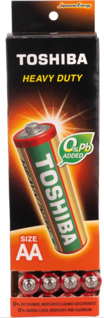 Pilha Zinco AA Heavy Duty 1.5V Embalagem Com 40 Unidades TP-52C TOSHIBA