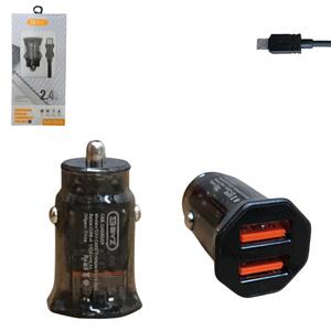Carregador Veicular Turbo 2.4A Com 2 Entradas USB Com Cabo V8 C822M BYZ