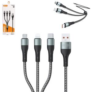 Cabo De Dados 3 em 1 V8 IOS e TYPE-C 100W 1.2 Metros X77 BYZ