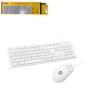 Kit Mouse e Teclado Básico USB Branco KIT-BRIGHT BRIGHT