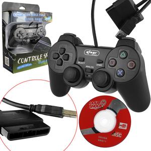 Controle 4 em 1 Para Pc Ps1 Ps2 Ps3 Com Fio USB Dualshok KP-5422 KP-5422 KNUP