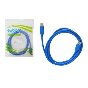 CABO DE IMPRESSORA USB 3.0 2 METROS MACHO PARA MACHO AZUL EXBOM