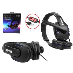 Headphone Gamer USB Com Microfone Super Bass Azul SH-Q7 SHINKA