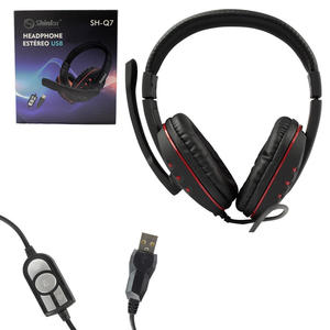 Headphone Gamer USB Com Microfone Super Bass Vermelho SH-Q7 SHINKA