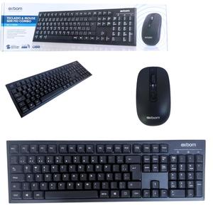 Kit Teclado E Mouse Wireless Preto EXBOM BK-S1000k BK-S1000k EXBOM