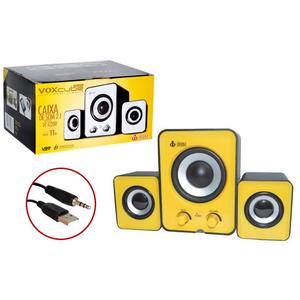 Caixa De Som 2.0 11W Com Conexão P2 Amarelo VC-G200 VC-G200 INFOKIT