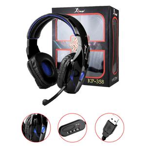 Headphone Gamer Usb Cabo 2 Metros Potencia 30Mw Com Microfone Sensibilidade 3Db Azul Kp-358 KP-358 KNUP