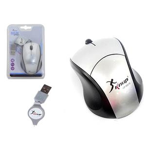 Mini Mouse Óptico Com Cabo Retrátil Usb Cinza Kp-M619 KP-M619 KNUP