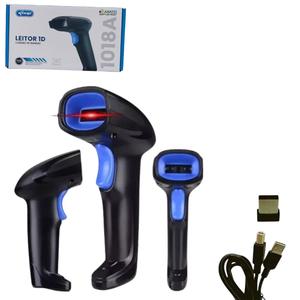 Leitor Laser De Código De Barras Sem fio Alcance De 90 Metros Preto KP-1018A KNUP KP-1018A KNUP